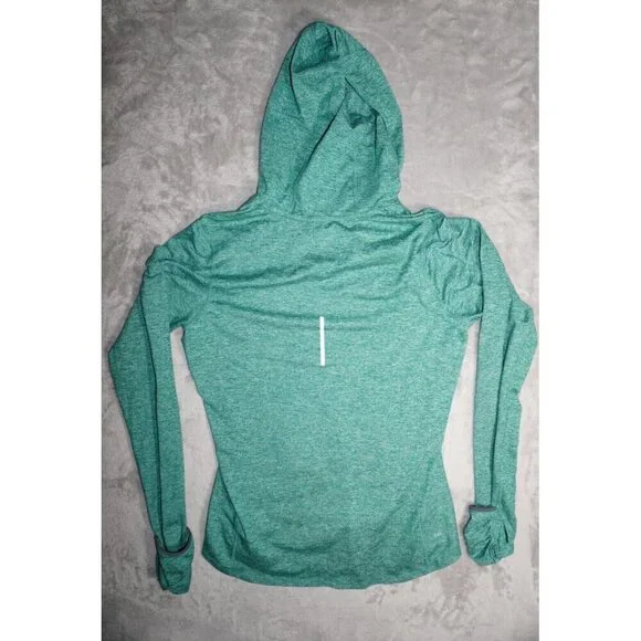Nike Large Running Hoodie Teal Thumb Loop Finger Covers Pullover L - Picture 12 of 13